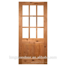 Puerta de vidrio interior con doble vidrio temoered de 5mm sólido Puerta de madera de pino diseño de puerta de vidrio de madera